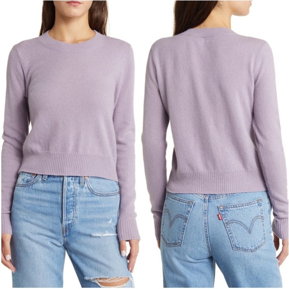 Reformation Sweater Women Small Purple Cashmere Knit Long Sleeve Crewneck - Picture 2 of 16